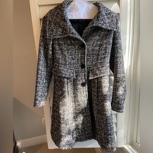 Express black and white wool coat